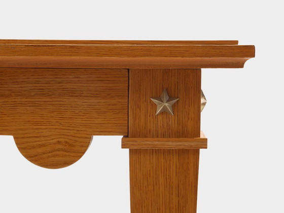 Image 1 of Maxime Old French eikenhouten speeltafel met messing details en groen suède, 1940