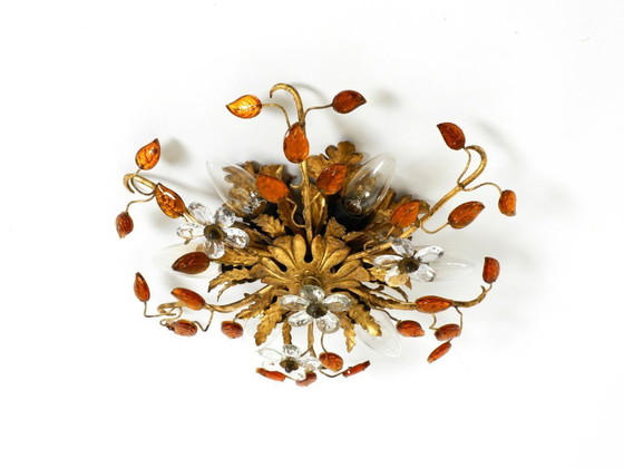 Image 1 of Très belle lampe de plafond ou applique murale plaquée or des années 1960, de Banci Firenze, Italie