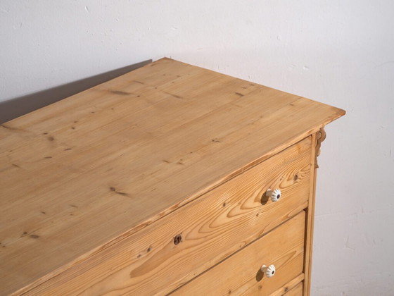 Antique solid pine chest of drawers – Carved rustic European dresser – circa 1900 (photo 16 of 40)