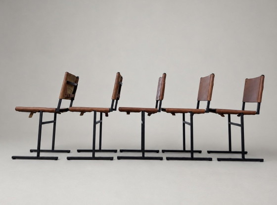 5 sedie Memento — Jesse Sanderson per WDSTCK, pelle color cognac – Sedie da pranzo, Leather, Metal (photo 12 of 15)