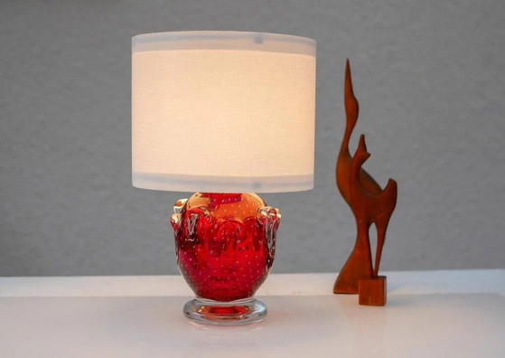 Image 1 of Red crystal glass lamp by Börne Augustsson for Åseda
