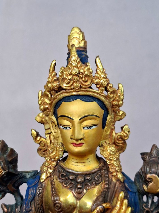 Grüne Tara – Patinierte Bronze – Gold Face – Dekorative Objekte (photo 11 of 18)