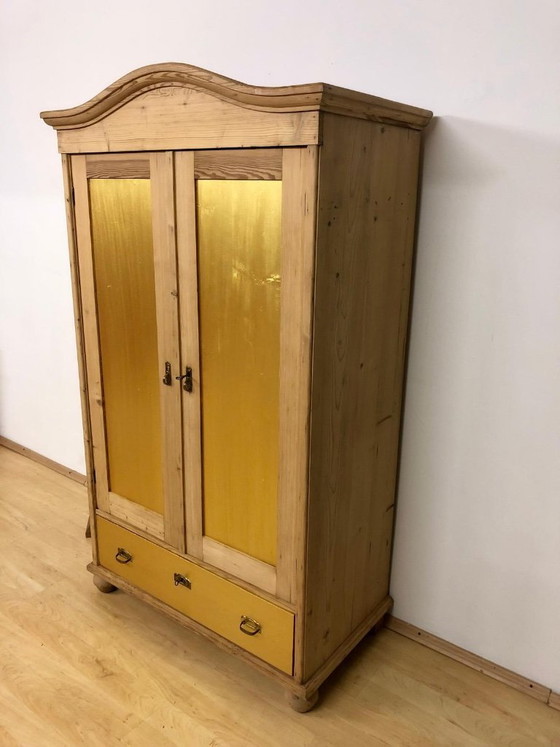 Image 1 of Antique farmhouse cupboard, country-style cupboard, softwood cupboard, Art Nouveau cupboard circa 1900