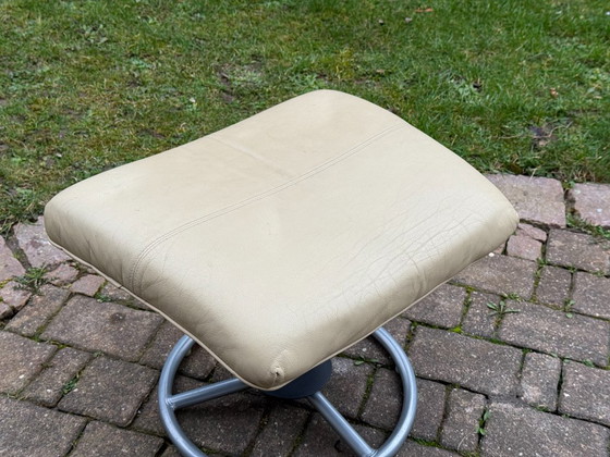 Image 1 of Vintage Ikea Malung armchair & footstool, 1999, cream white, 90s design