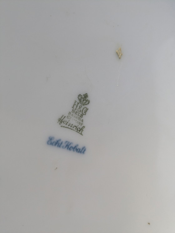 Image 1 of Vintage porcelain vase by H&C Heinrich Selb, genuine cobalt, white-blue floor vase in pop art style