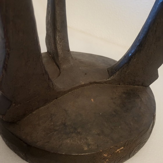 Afrikaanse Tripod Krukjes, brutalistische/wasi sabi stijl – Hout (photo 8 of 10)