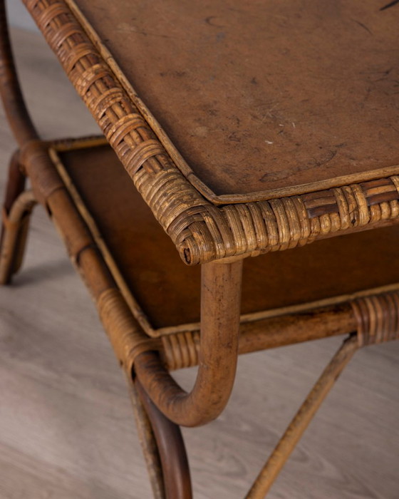 Vintage bijzettafel uit de jaren 60 van Italiaans design, gemaakt van bamboe en hout. – Bamboo (photo 5 of 9)