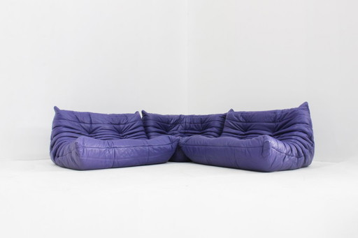 Togo-Sofagarnitur aus lila Leder von Michel Ducaroy für Ligne Roset aus den 1990er Jahren