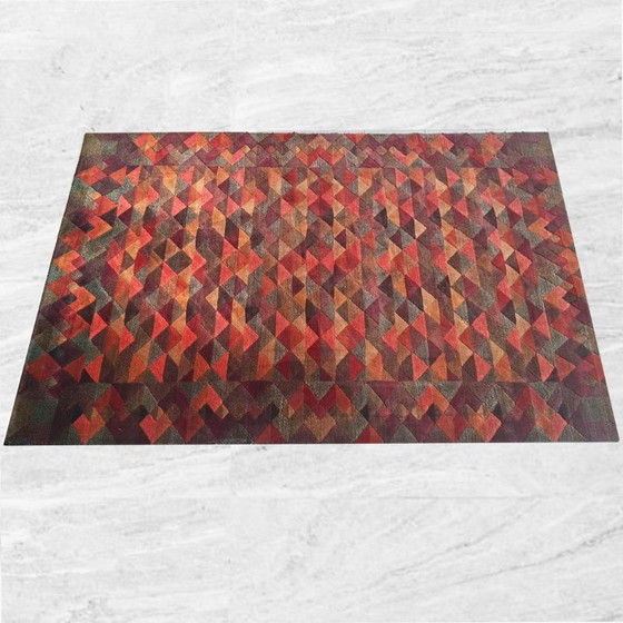 Image 1 of Schitterend geometrisch Italiaans wollen tapijt "Luxor" uit de jaren 80 van Missoni voor T&J Vestor