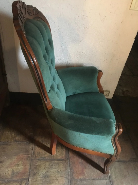 Poltrona Voltaire in velluto verde – Poltrone, Legno (photo 4 of 6)