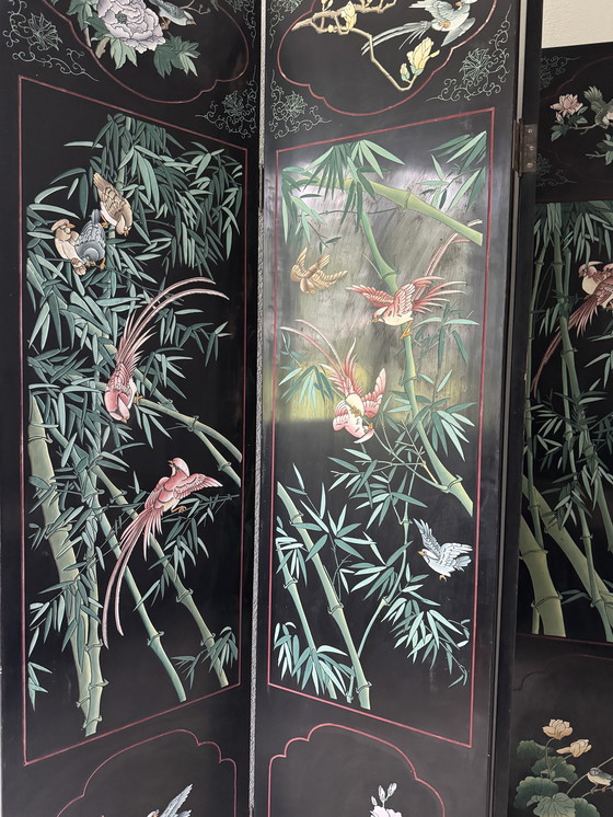 Image 1 of Biombo chino antiguo lacado de Coromandel
