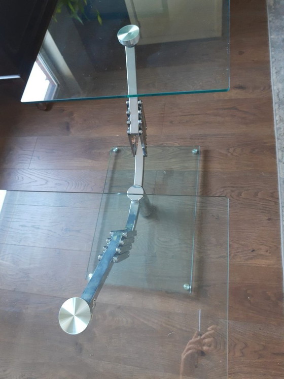 Image 1 of Tavolo da cocktail estensibile con piano in vetro Vintage Italia a 2 bracci