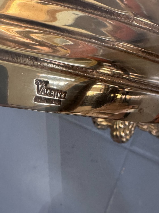 Spanish 1970s Signed Valenti Faux Elephant Tusk Table with Glass Top and Solid Bronze Detailing (photo 2 of 15)