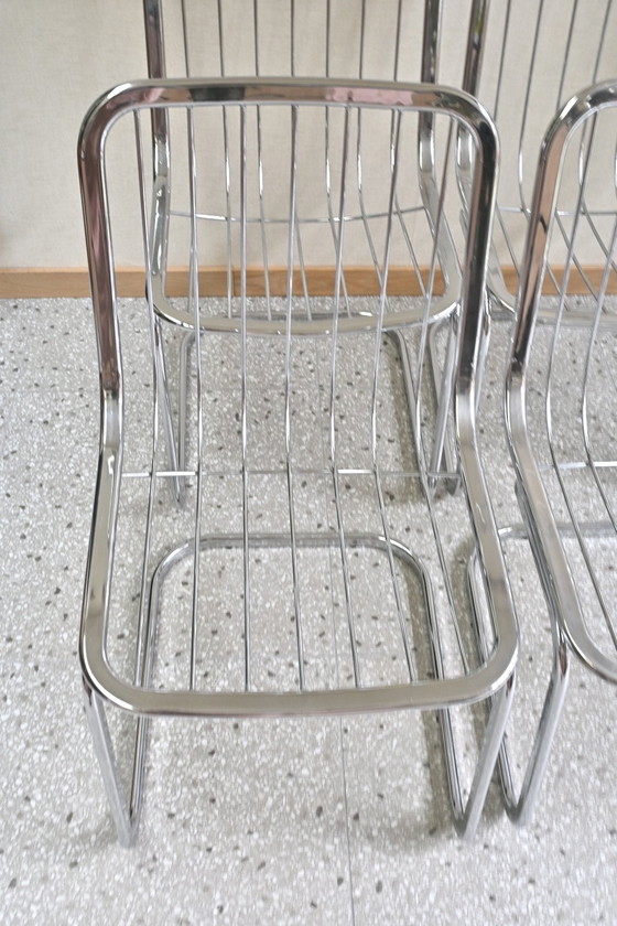 Image 1 of Juego de 6 sillas con estructura tubular cromada de Gastone Rinaldi