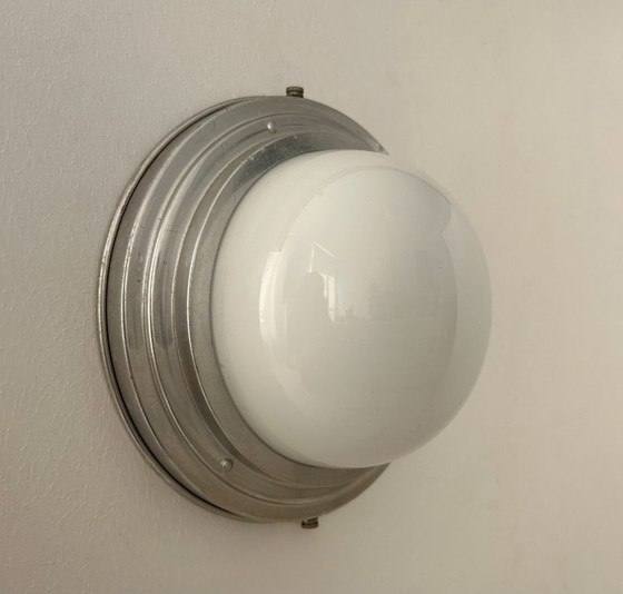 Image 1 of Lampada da parete vintage art déco, cromo e opalina, Francia 1930