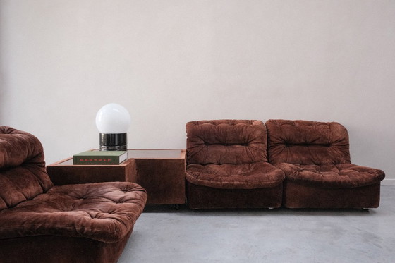 Image 1 of Vintage modular suede sofa set by Knoll