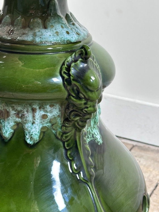 Image 1 of Vintage 1960 groene keramische lamp