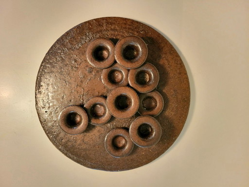 Portacandele brutalista in ceramica di Rudi Stahl 1970