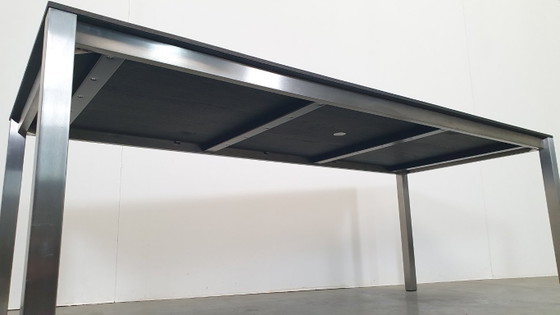Image 1 of Arco Tisch aus reiner Eiche, geräuchertem Edelstahl, niederländisches Design, 210 x 90