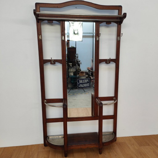 Antique Art Nouveau standing coat rack, hall furniture