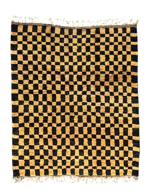 Moroccan Mrirt Rug 250x330 cm, Modern Orange and Black Rug, Authentic Moroccan rug