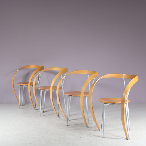 Set van 4 "Revers" stoelen door Andrea Branzi voor Cassina, Italië 1990