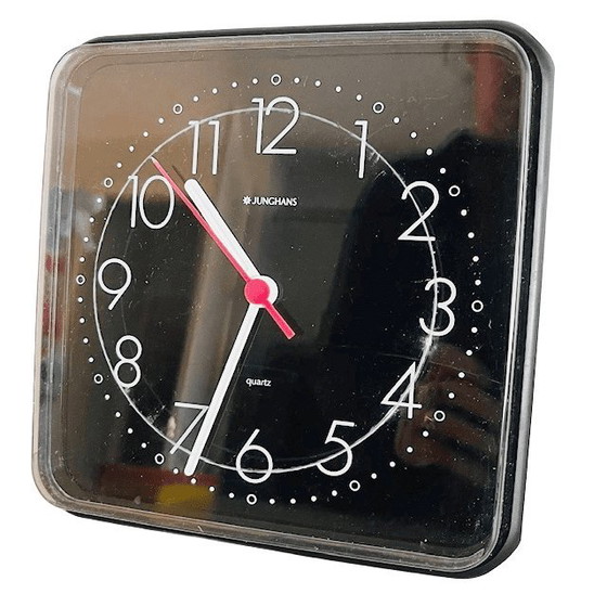 Image 1 of Vintage Junghans kitchen clock retro wall clock W 738 black 1980s