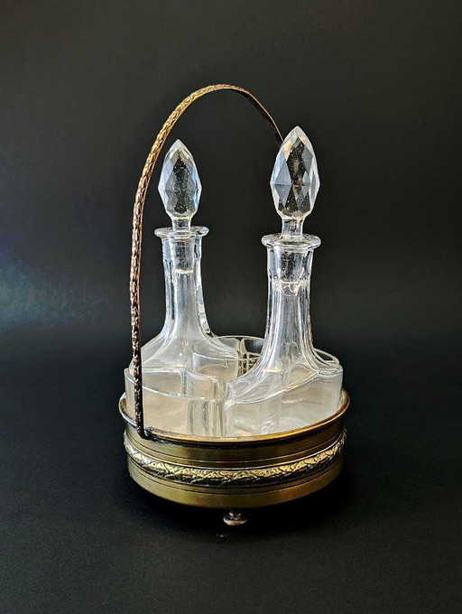 Antikes Essig- und Ölset Napoleon III. (1850–1880) – UV-reaktiv