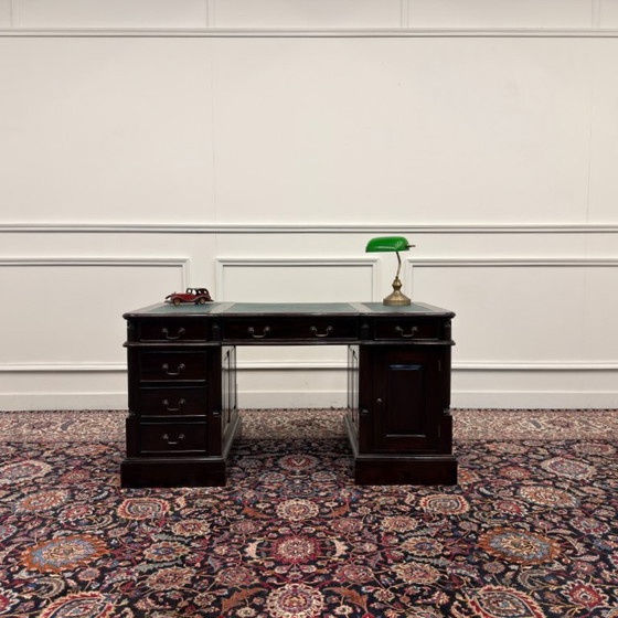 Classic English Desk Green Leather – Wood (photo 2 of 19)