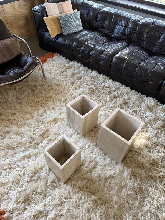 Image 1 of 3 x travertine nesting coffee tables