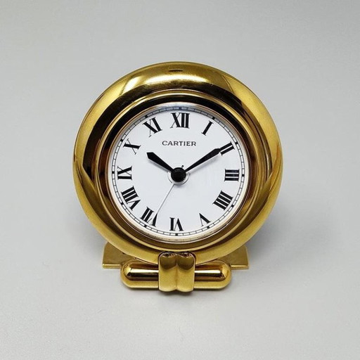 1990s Gorgeous Cartier alarm clock pendulette "Colisee". Made in France