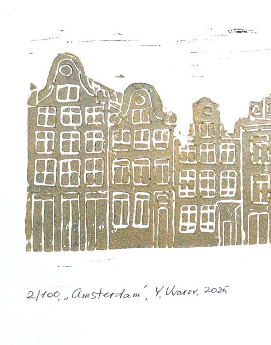 Image 1 of Linoleografia Amsterdam d'epoca - Stampa oro A3