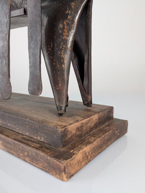 Image 1 of Set di utensili da camino brutalista a forma di ariete in metallo forgiato a mano, stile Lalanne