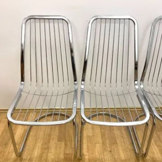 Image 1 of Sillas retro cromadas de Gastone Rinaldi, década de 1970 – Juego de 4