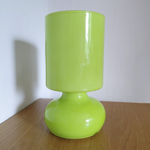 Lampe de table vintage IKEA Lykta en verre vert, lampe champignon fonctionnelle