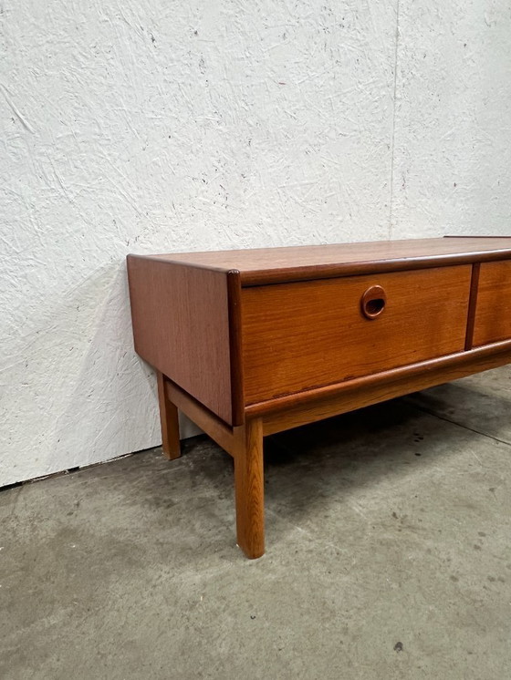 Image 1 of Vintage Teakhouten Laag Wandmeubel / Televisiemeubel, Denemarken 1960's