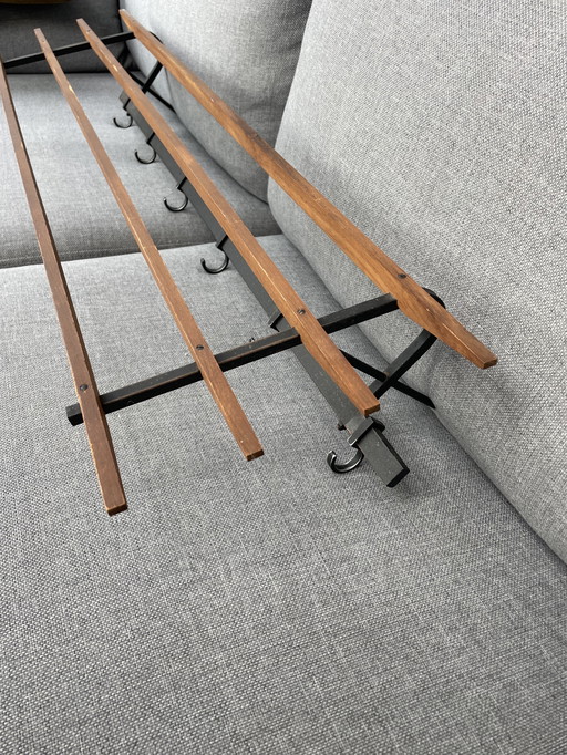 Vintage 1950s Teak Wood and Metal Scandinavian Coat Rack