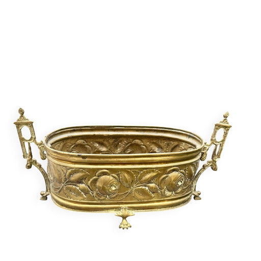 Grote Art Deco messing Plantenbak