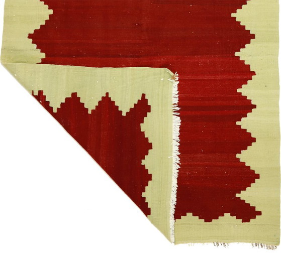 Vintage Turkse Canakkale Yoruk Kilim 213x133 cm – Minimalistisch handgeweven wollen tapijt met opvallend (photo 9 of 10)