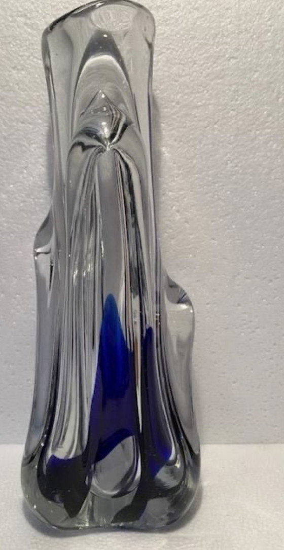 Image 1 of Vase Murano Vintage 1960 Free Form Blue