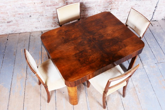 Restored Art Deco Extendable Table, Walnut, Revived Polish, Czech, 1930s – Dining tables, Wood (photo 14 of 17)