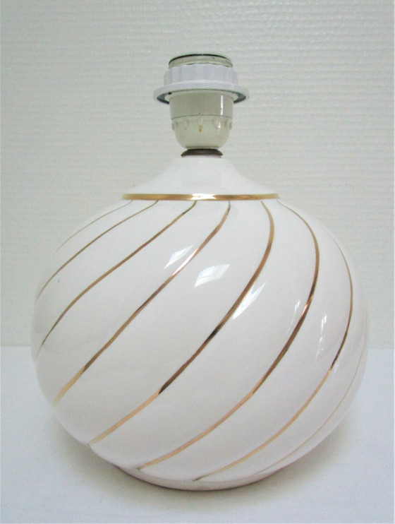 Image 1 of white and gold ceramic lamp by DLG Tommaso Barbie