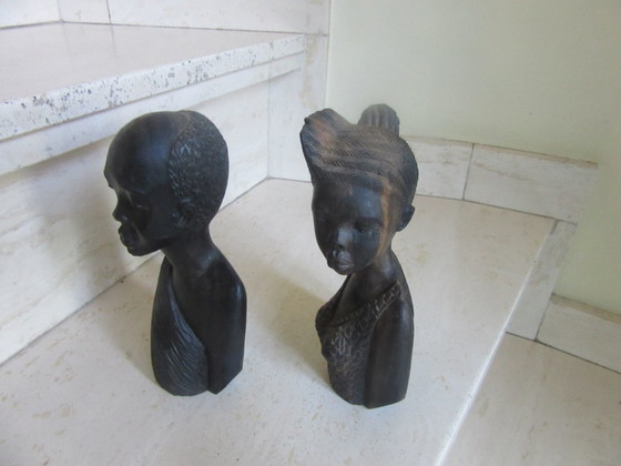 Image 1 of Statuette africane in legno intagliato, maschili e femminili, vintage