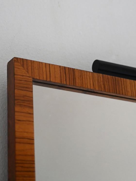 Image 1 of Scandinavian Art Deco Mirror in Flamed Birch Root with Black Detail