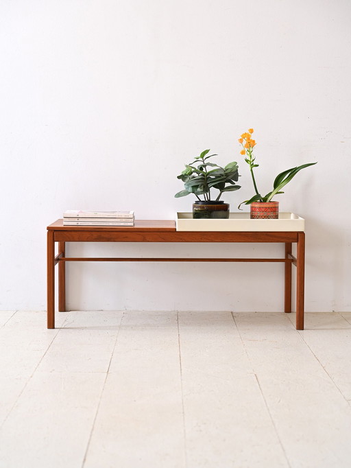 Banc scandinave en bois avec support de fleurs en métal, 1960s