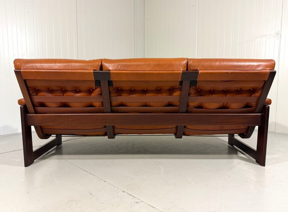 Image 1 of Coja Culemborg rosewood and leather three-seater sofa 1970s