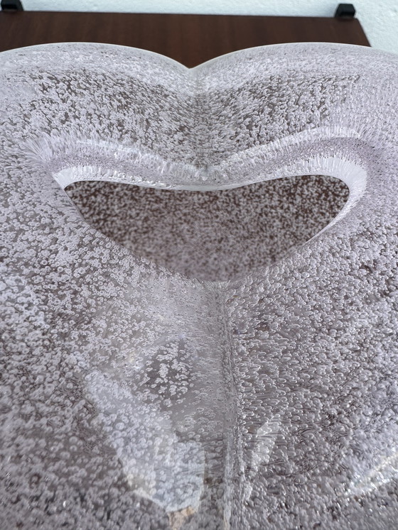 Image 1 of Heart-shaped vase in pink bubbled glass, 1960s