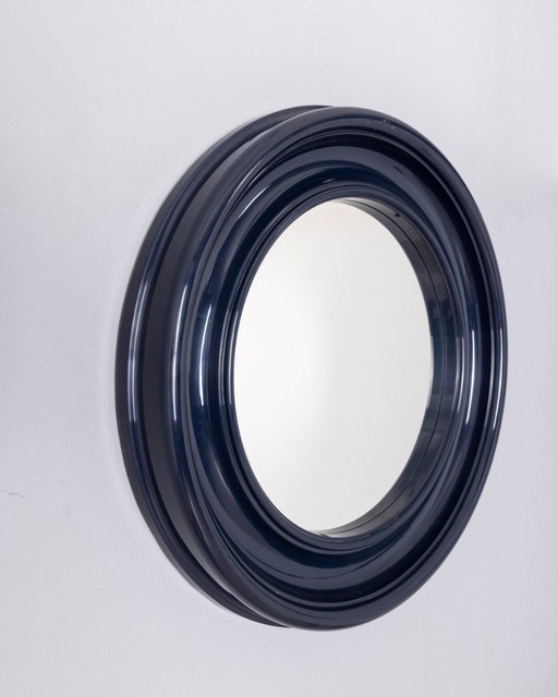 Vintage 1970s Italian Design Blue Plastic Wall Mirror – spiegels (photo 2 of 6)