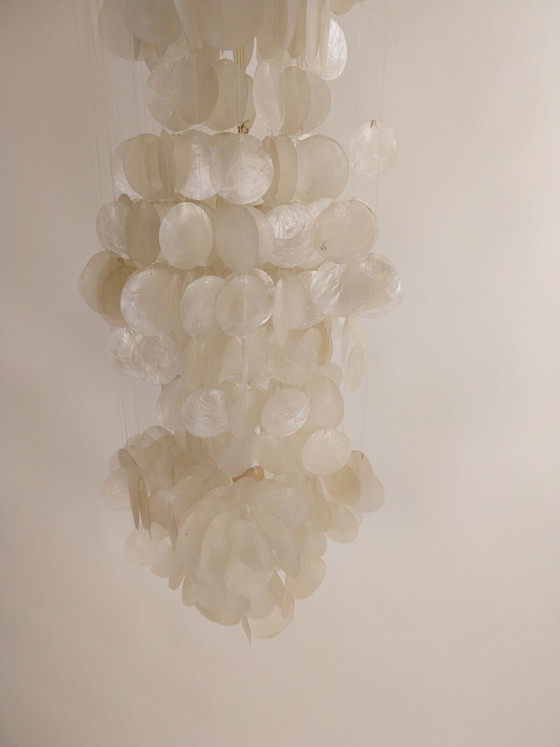 1 x Capiz Pendant Lamp 1970s 105cm high 35cm diameter – Wood, Other (photo 8 of 8)