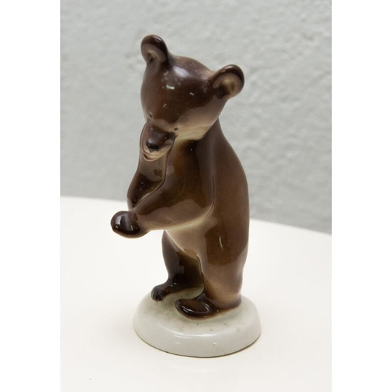 Image 1 of Vintage ceramic sculpture of a bear by the Lomonosov company, Soviet Union 1970